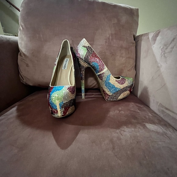 Steve Madden Dyvinal Camouflage Rhinestone Heels Sz 7 - Picture 5 of 12